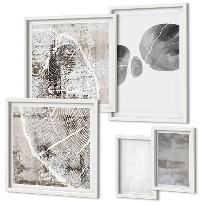Conjunto de 5 quadros decorativos Formas abstratas modernas
