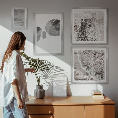 Conjunto de 5 quadros decorativos Formas abstratas modernas