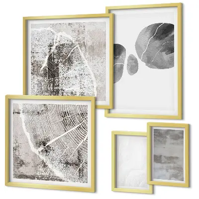 Conjunto de 5 quadros decorativos de formas abstratas modernas