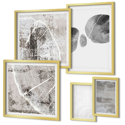 Conjunto de 5 quadros decorativos Formas abstratas modernas