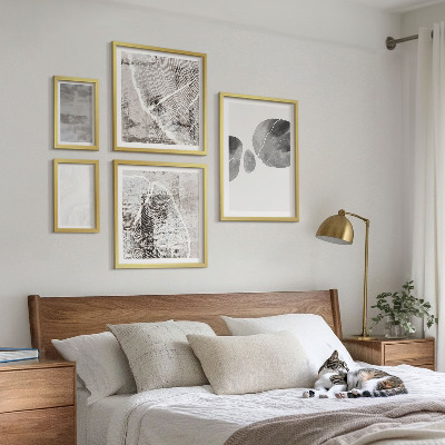 Conjunto de 5 quadros decorativos Formas abstratas modernas