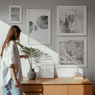 Conjunto de 5 quadros decorativos Formas abstratas modernas