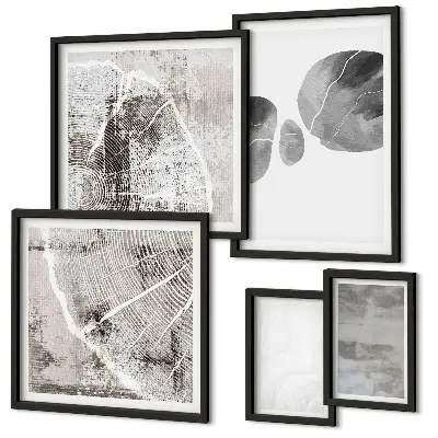 Conjunto de 5 quadros decorativos de formas abstratas modernas