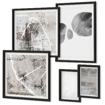 Conjunto de 5 quadros decorativos Formas abstratas modernas