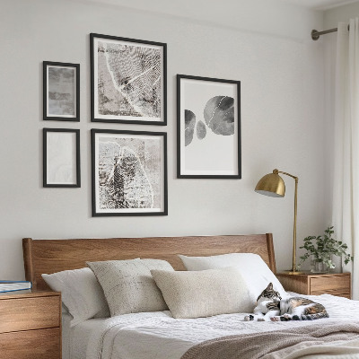 Conjunto de 5 quadros decorativos Formas abstratas modernas