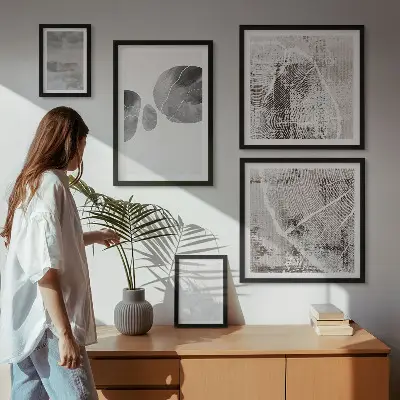 Conjunto de 5 quadros decorativos de formas abstratas modernas