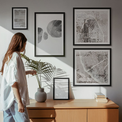 Conjunto de 5 quadros decorativos Formas abstratas modernas