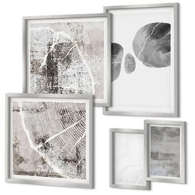 Conjunto de 5 quadros decorativos Formas abstratas modernas