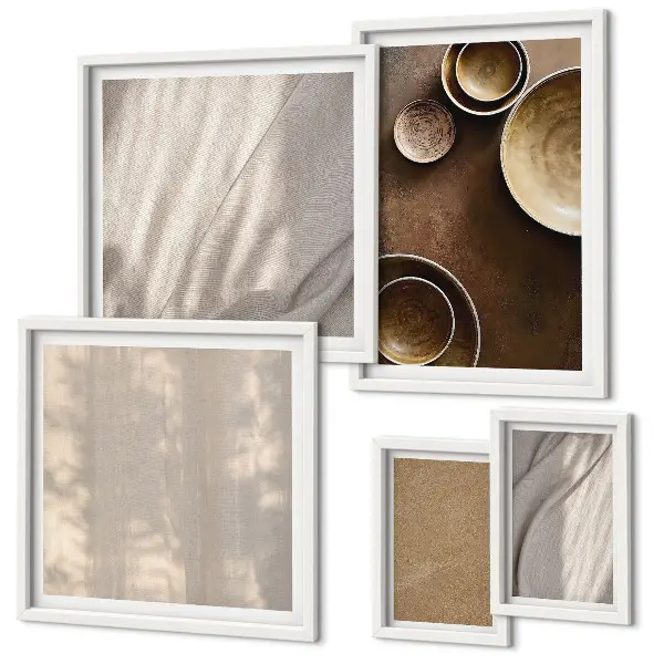 Galeria de quadros para parede com estruturas de textura minimalistas