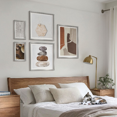 Conjunto de 5 quadros com moldura Texturas na arte moderna