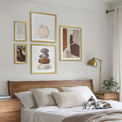 Conjunto de 5 quadros com moldura Texturas na arte moderna