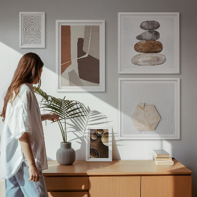 Conjunto de 5 quadros com moldura Texturas na arte moderna