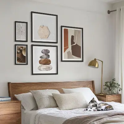 Conjunto de 5 quadros com moldura de texturas na arte moderna