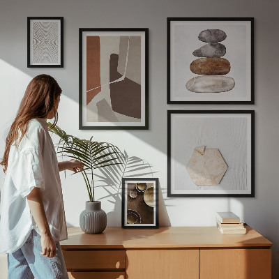Conjunto de 5 quadros com moldura Texturas na arte moderna