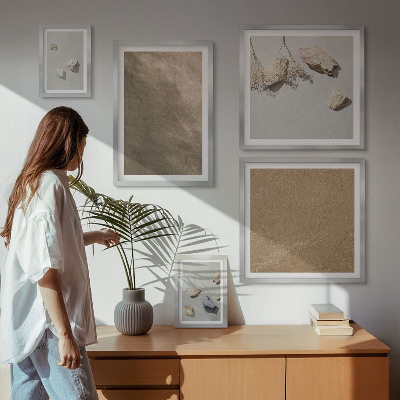 Conjunto de 5 quadros decorativos estruturas naturais da praia de pedras
