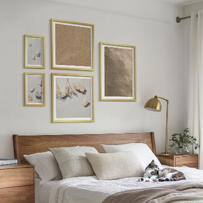 Conjunto de 5 quadros decorativos estruturas naturais da praia de pedras