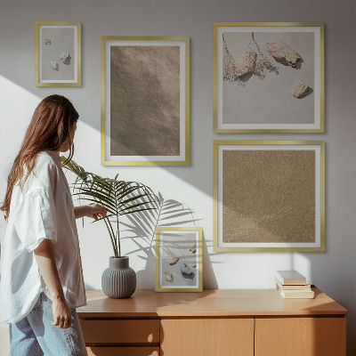 Conjunto de 5 quadros decorativos estruturas naturais da praia de pedras