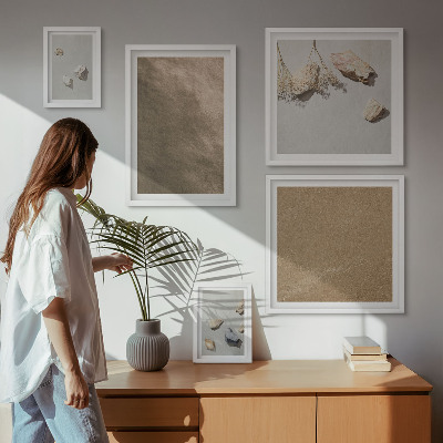 Conjunto de 5 quadros decorativos estruturas naturais da praia de pedras