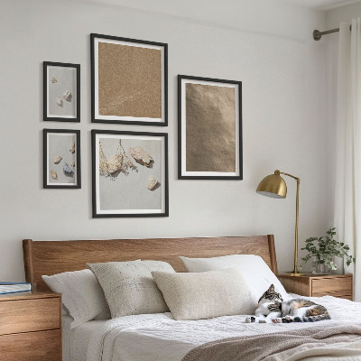 Conjunto de 5 quadros decorativos estruturas naturais da praia de pedras