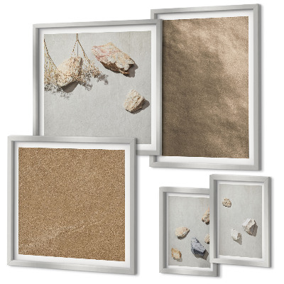 Conjunto de 5 quadros decorativos estruturas naturais da praia de pedras