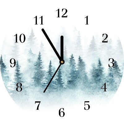 Relógio de parede Árvores de Natal na floresta Feriados Neve