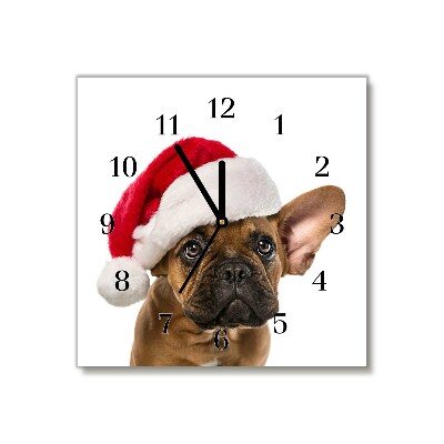 Relógio de parede Quadrado-Bulldog Dog Natal