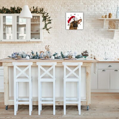 Relógio de parede Quadrado-Bulldog Dog Natal