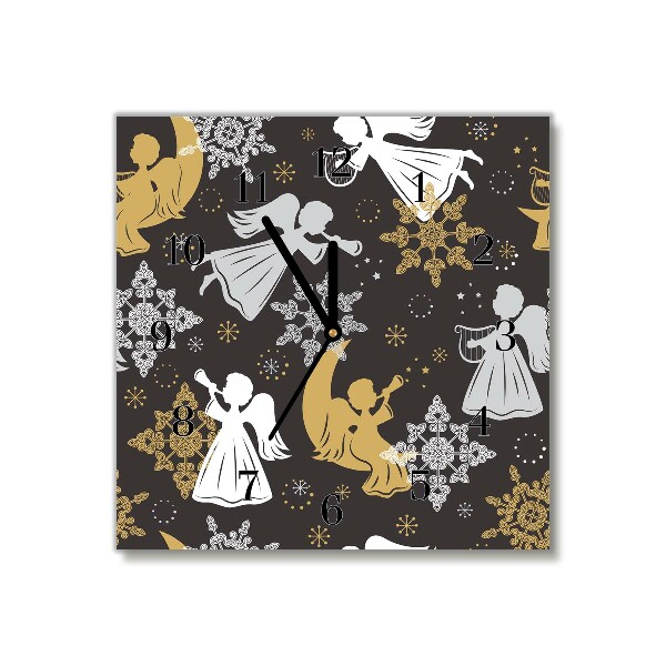 Relógio de parede Quadrado-Flocos de neve anjos natal