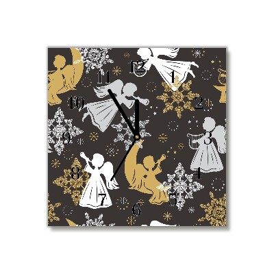 Relógio de parede Quadrado-Flocos de neve anjos natal