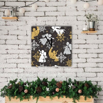 Relógio de parede Quadrado-Flocos de neve anjos natal