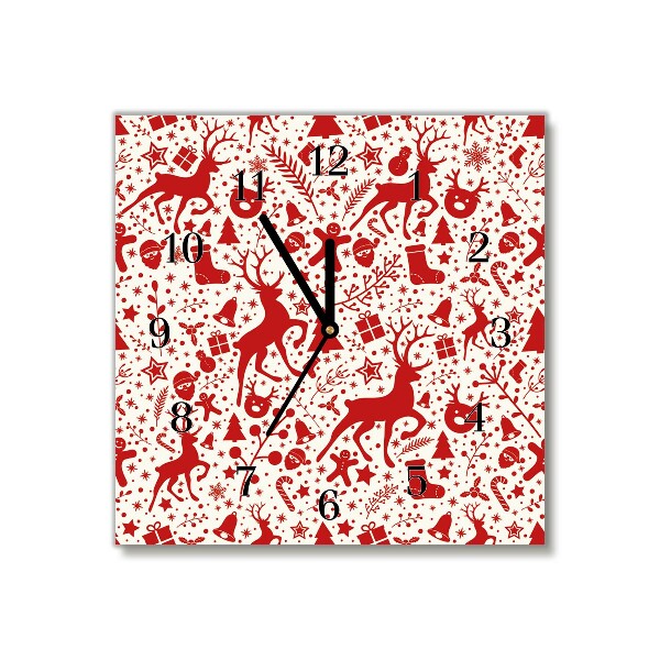 Relógio de parede Quadrado-Decoração de Natal com Rena de Inverno