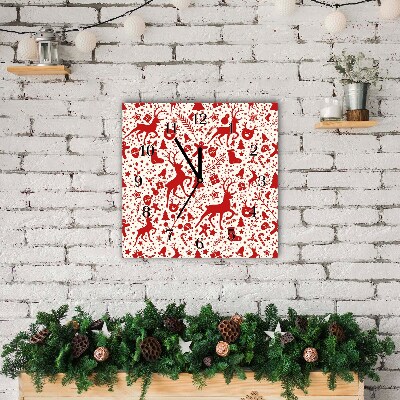 Relógio de parede Quadrado-Decoração de Natal com Rena de Inverno