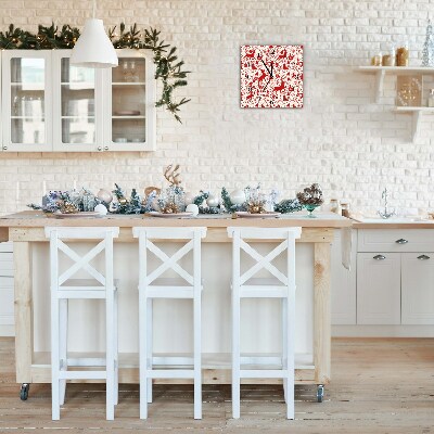 Relógio de parede Quadrado-Decoração de Natal com Rena de Inverno