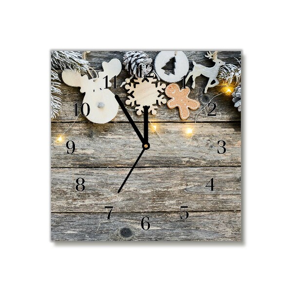 Relógio de parede Quadrado-Árvore de Natal, presentes, decoração de feriados