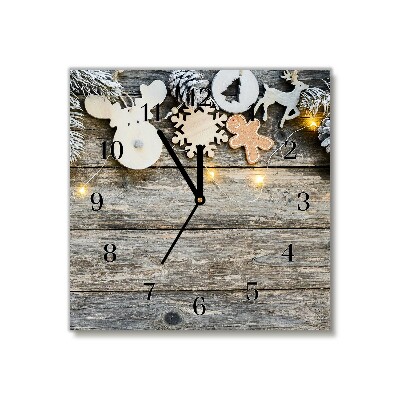 Relógio de parede Quadrado-Árvore de Natal, presentes, decoração de feriados