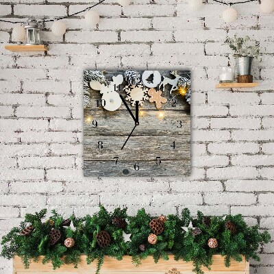 Relógio de parede Quadrado-Árvore de Natal, presentes, decoração de feriados