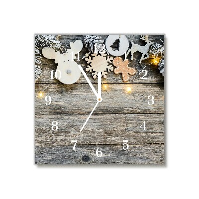Relógio de parede Quadrado-Árvore de Natal, presentes, decoração de feriados