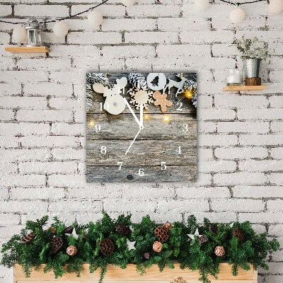 Relógio de parede Quadrado-Árvore de Natal, presentes, decoração de feriados