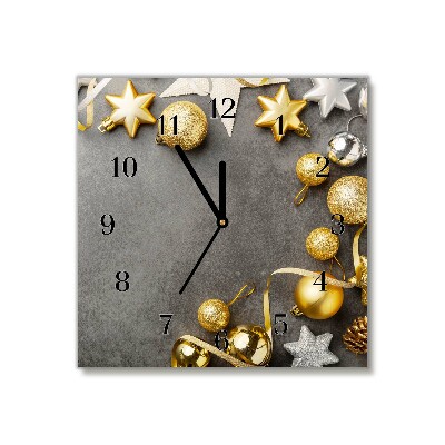 Relógio de parede Quadrado-Enfeites de Natal com Estrelas Douradas