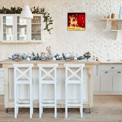 Relógio de parede Quadrado-Decoração de Natal de rena dourada