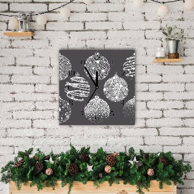 Relógio de parede Quadrado-Bolas de Natal abstratas de inverno