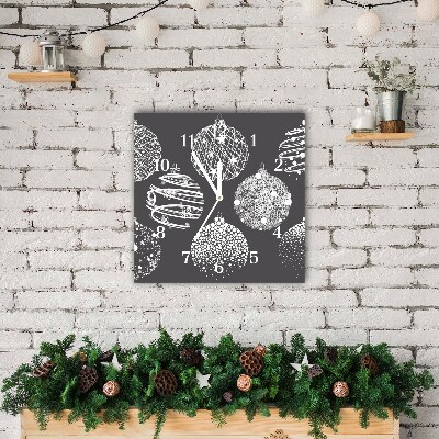 Relógio de parede Quadrado-Bolas de Natal abstratas de inverno