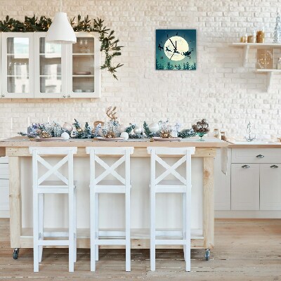 Relógio de parede Quadrado-Trenó do Papai Noel de Natal