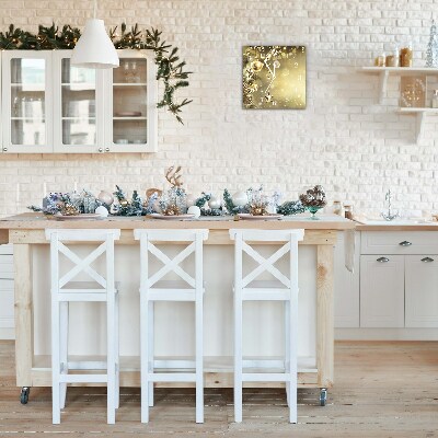 Relógio de parede Quadrado-Enfeites de Natal Dourados