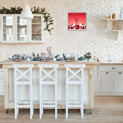 Relógio de parede Quadrado-Presente de Natal com bolas de neve