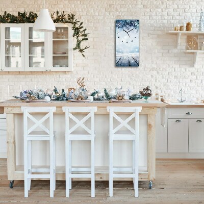 Relógio de parede Vertical-Árvore de Natal com neve no inverno