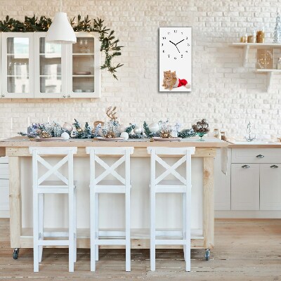 Relógio de parede Vertical-Gatos Natal Papai Noel