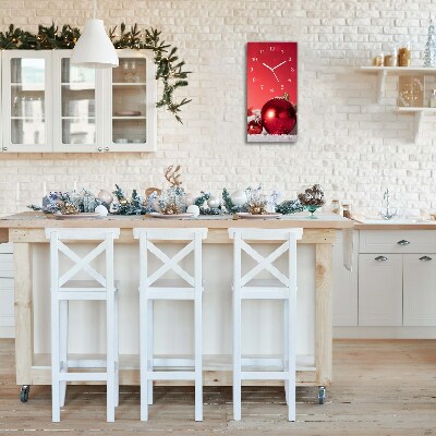 Relógio de parede Vertical-Presente de Natal com bolas de neve