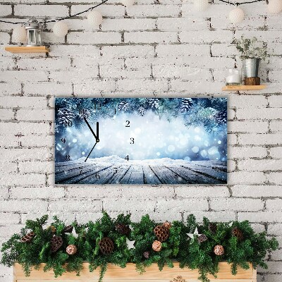 Relógio de parede Níveis-Árvore de Natal com neve no inverno