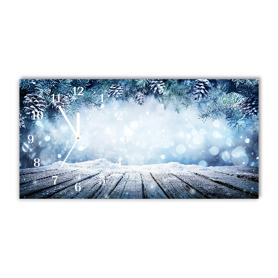 Relógio de parede Níveis-Árvore de Natal com neve no inverno